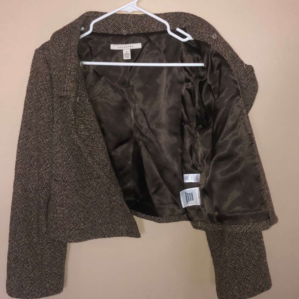 Allegory Brown Tan Tweed Wool Blazer Size 10 - Picture 6 of 9